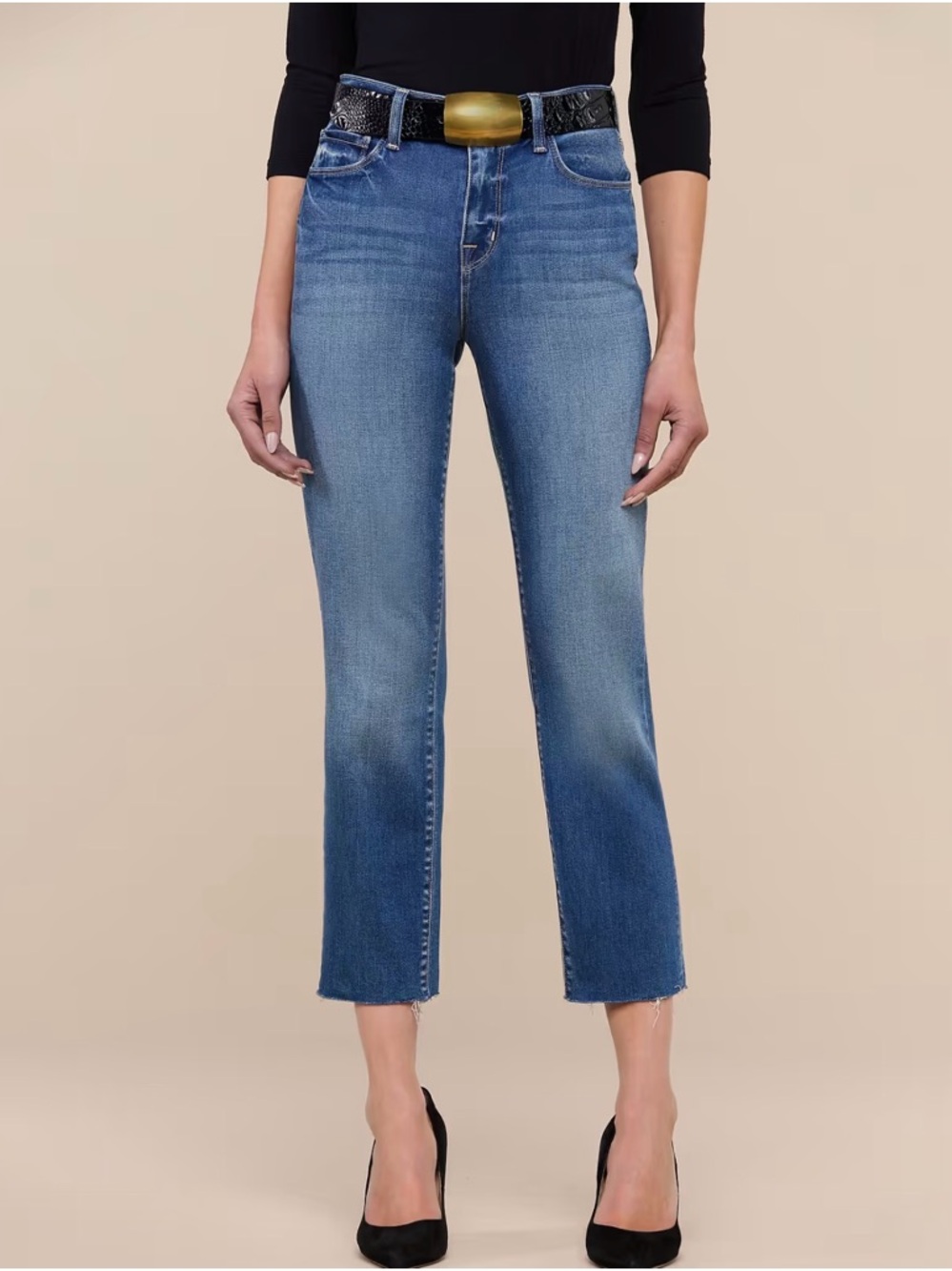 L'AGENCE Sada High Rise Cropped Classic Blue slim Straight Leg Jeans 26 New
